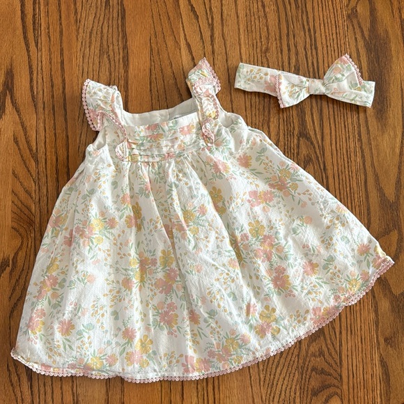 Infant 18 month old floral dress with matching headband - Picture 1 of 5
